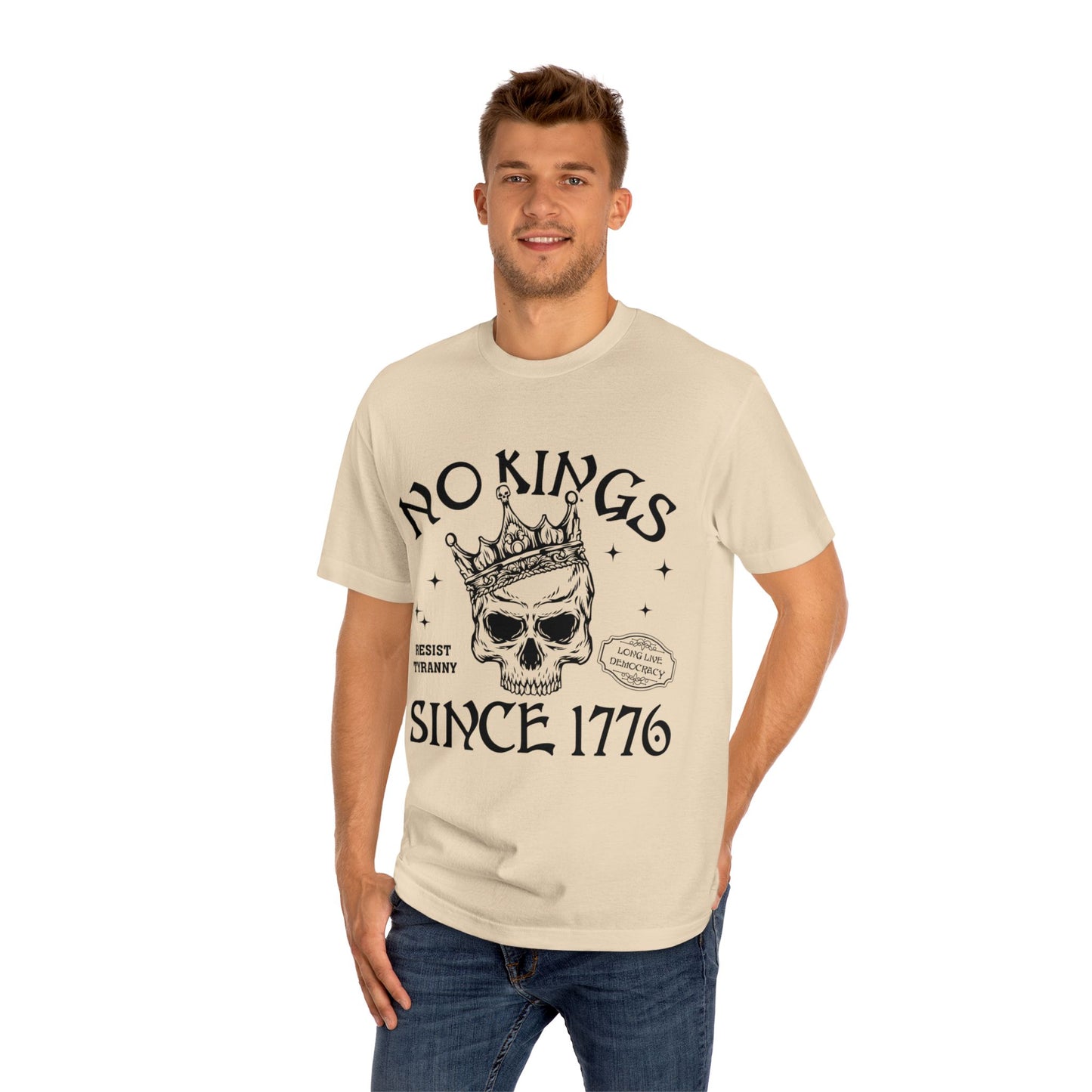 Rebellious Skull Tee - No Kings Since 1776, Unisex Classic Tee for Free Thinkers, Casual Wear, Gift for Activists, 4th of July T-Shirt