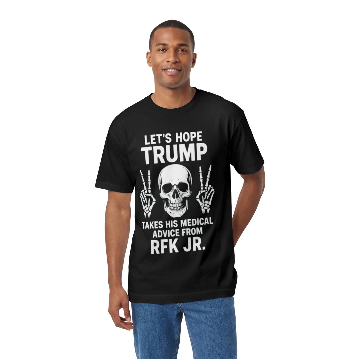 Graphic Tee — Skull Peace Sign Political Statement T-Shirt (Lets Ride Trump RFK Jr.)