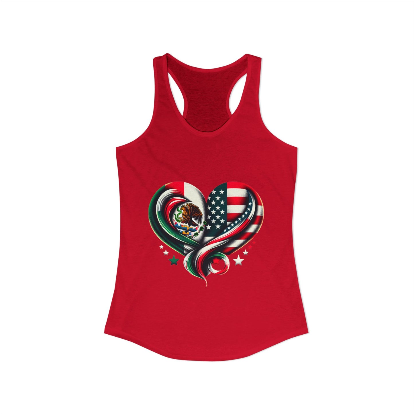 Patriotic Heart Tank Top, Love for Mexico and USA, Summer Casual Wear, [...]