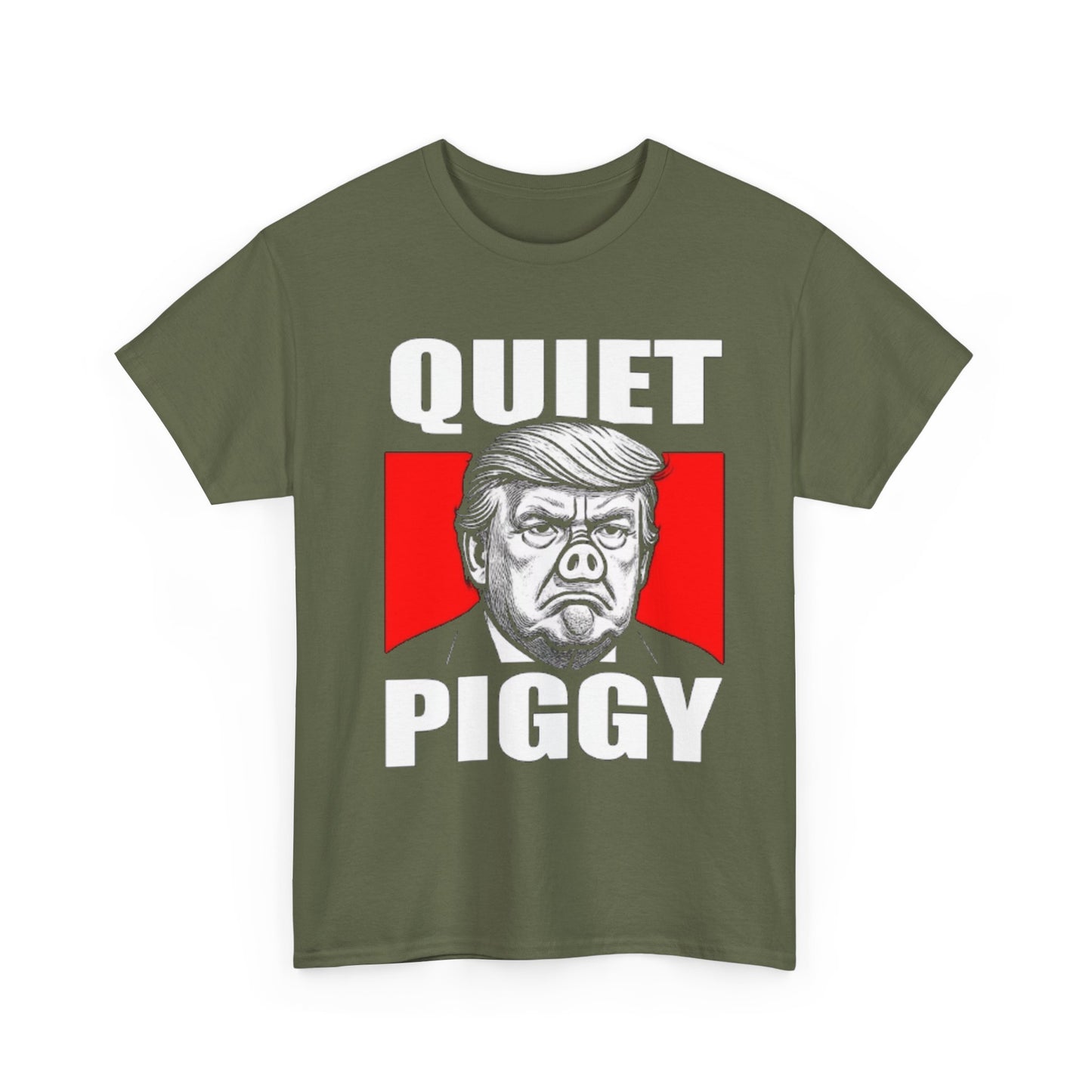Political Satire T-Shirt — "Quiet Piggy" Caricature Tee