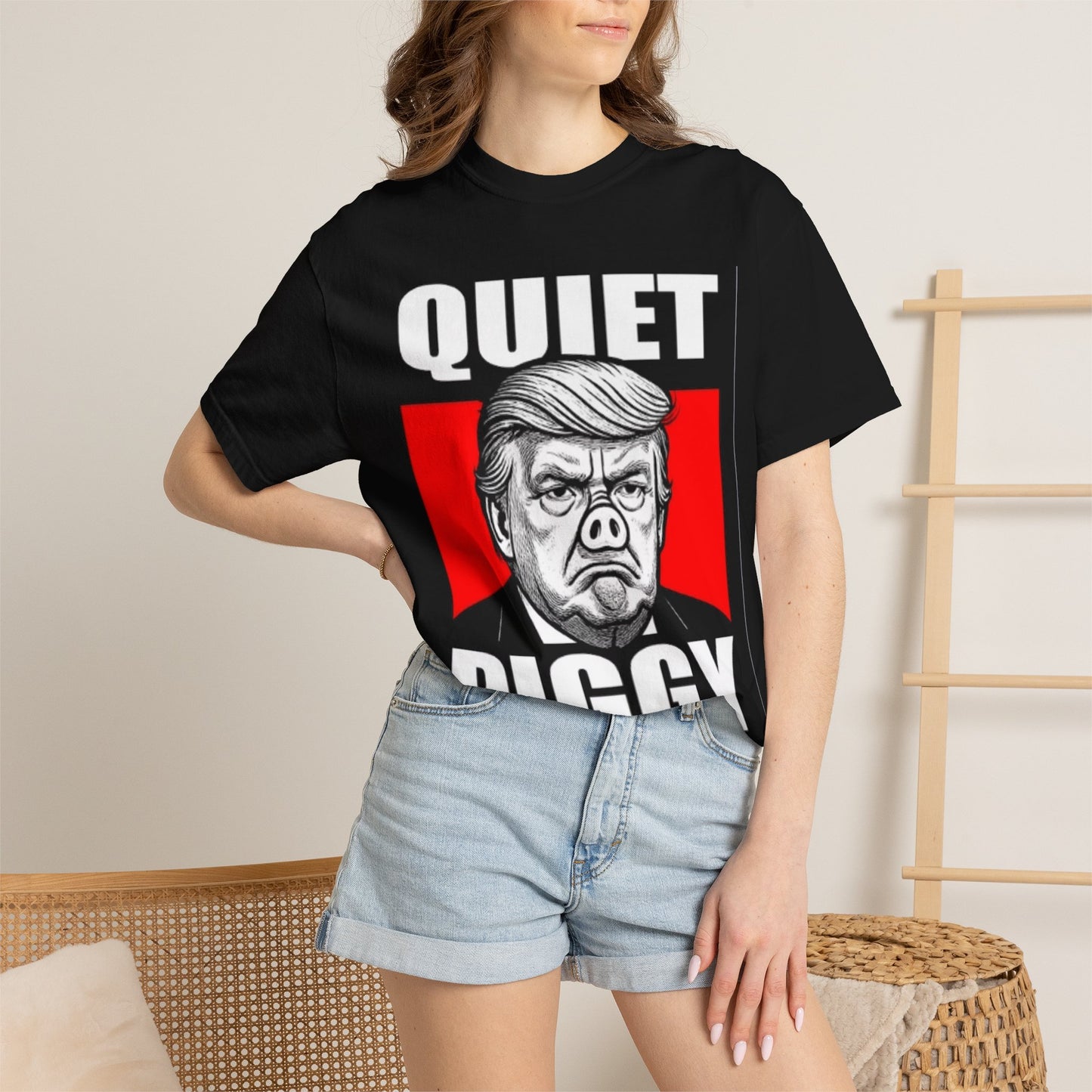 Quiet Piggy Trump caricature T-Shirt | Political Satire, Parody Tee