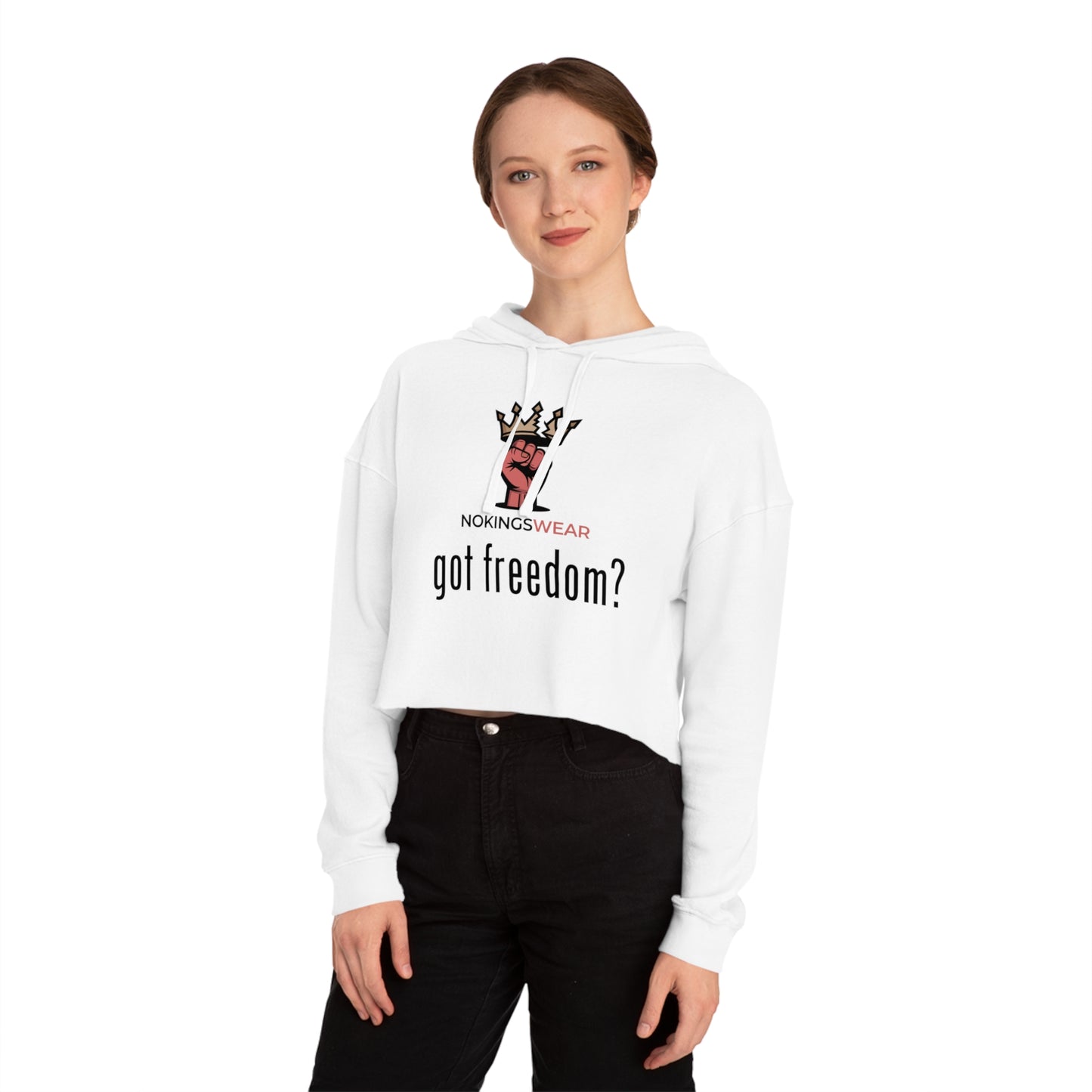 Empowering Womens Cropped Hooded Sweatshirt Fashionable Casual Wear