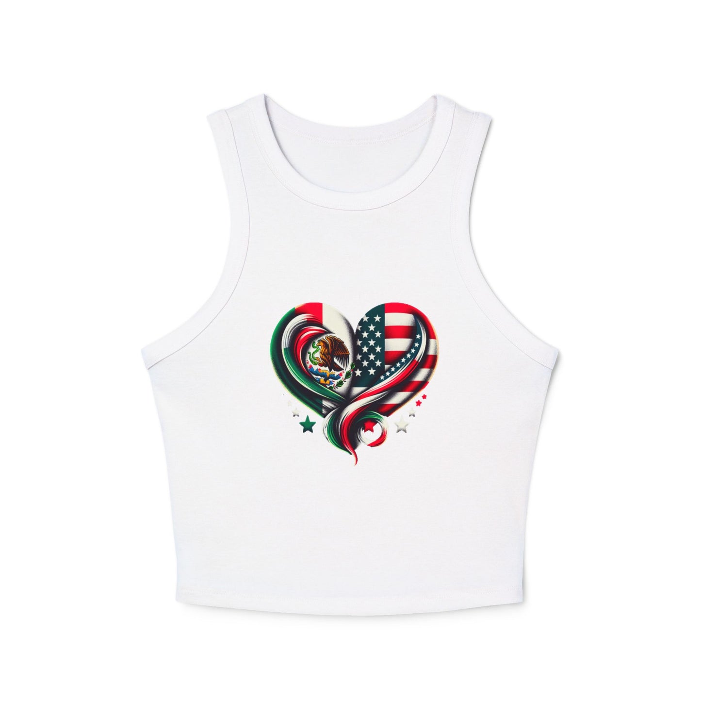 Heart Flag Love Tank Top | Women's Micro Rib Racer Top | USA Mexico Pride [...]