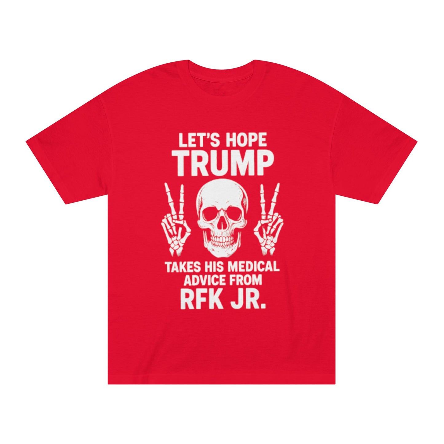 Graphic Tee — Skull Peace Sign Political Statement T-Shirt (Lets Ride Trump RFK Jr.)
