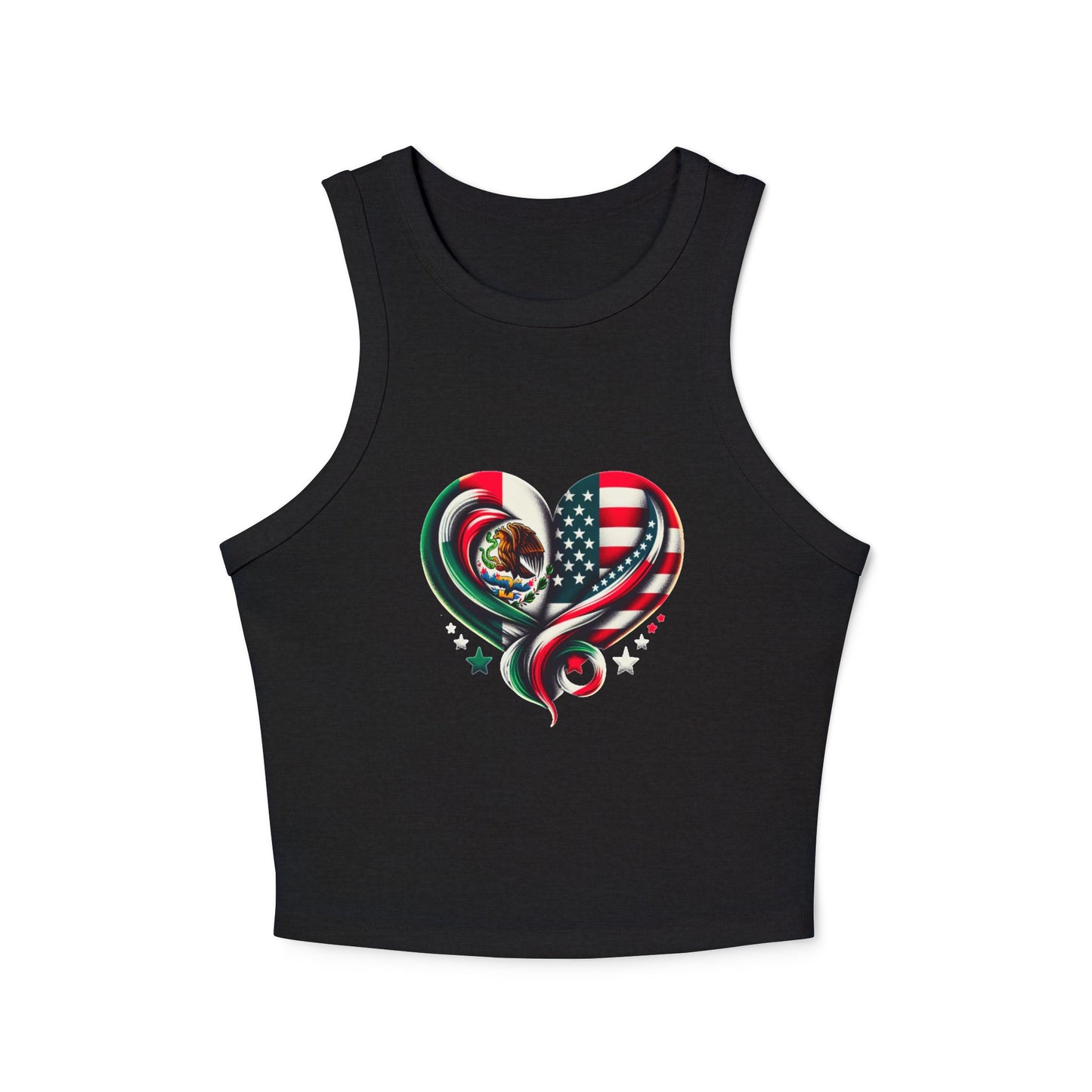 Heart Flag Love Tank Top | Women's Micro Rib Racer Top | USA Mexico Pride [...]