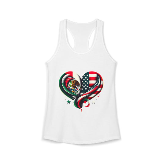 Patriotic Heart Tank Top, Love for Mexico and USA, Summer Casual Wear, [...]