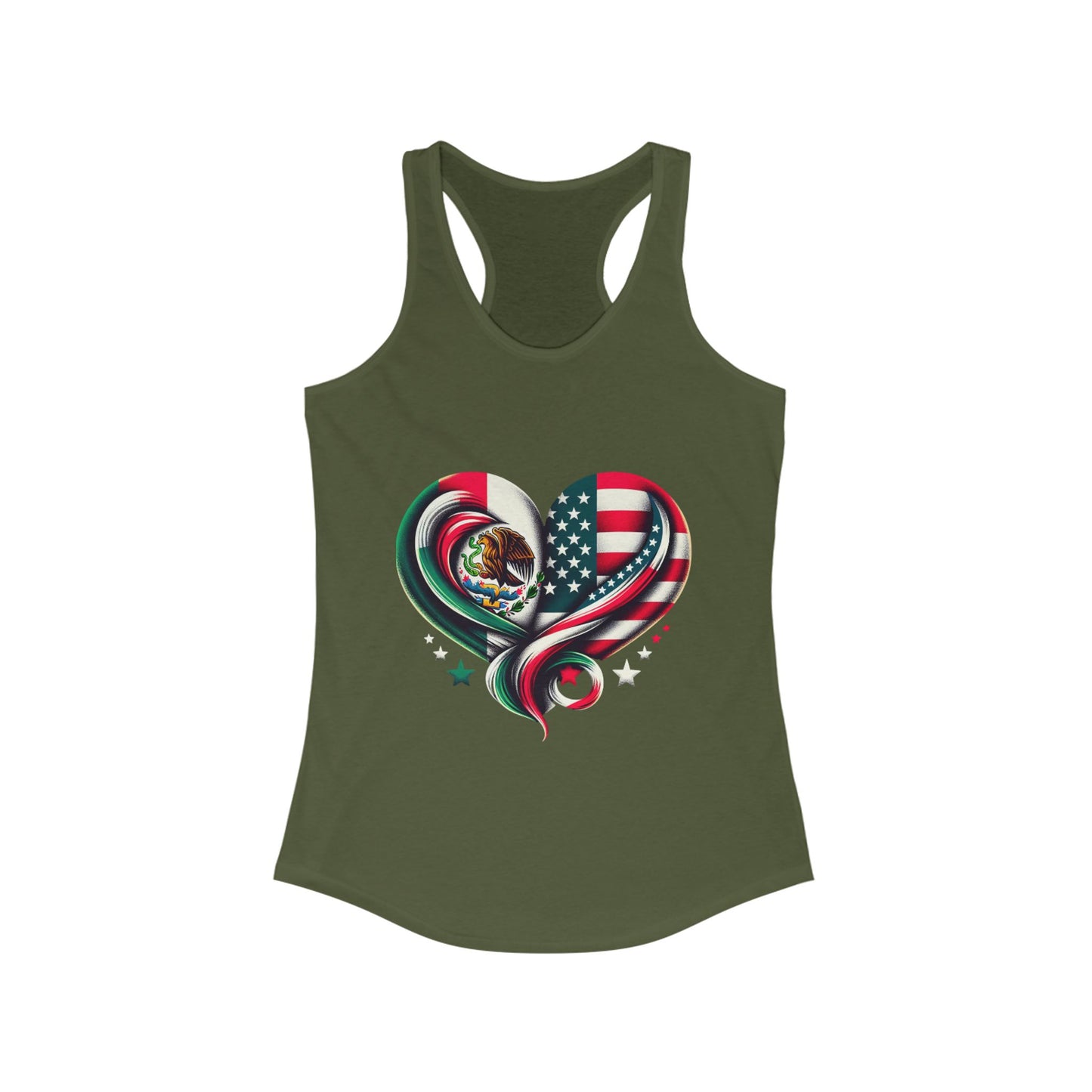 Patriotic Heart Tank Top, Love for Mexico and USA, Summer Casual Wear, [...]