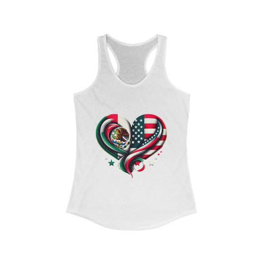 Patriotic Heart Tank Top, Love for Mexico and USA, Summer Casual Wear, [...]