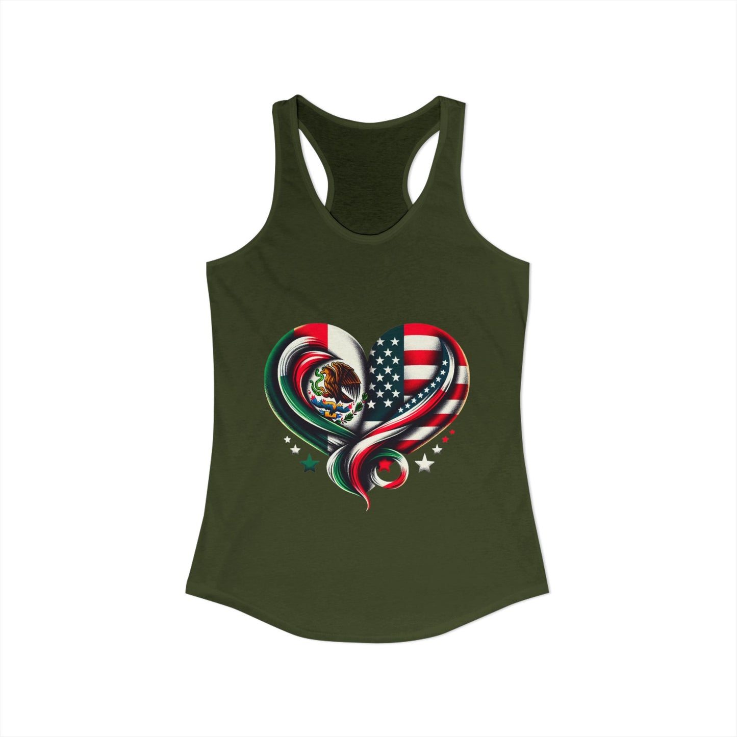 Patriotic Heart Tank Top, Love for Mexico and USA, Summer Casual Wear, [...]