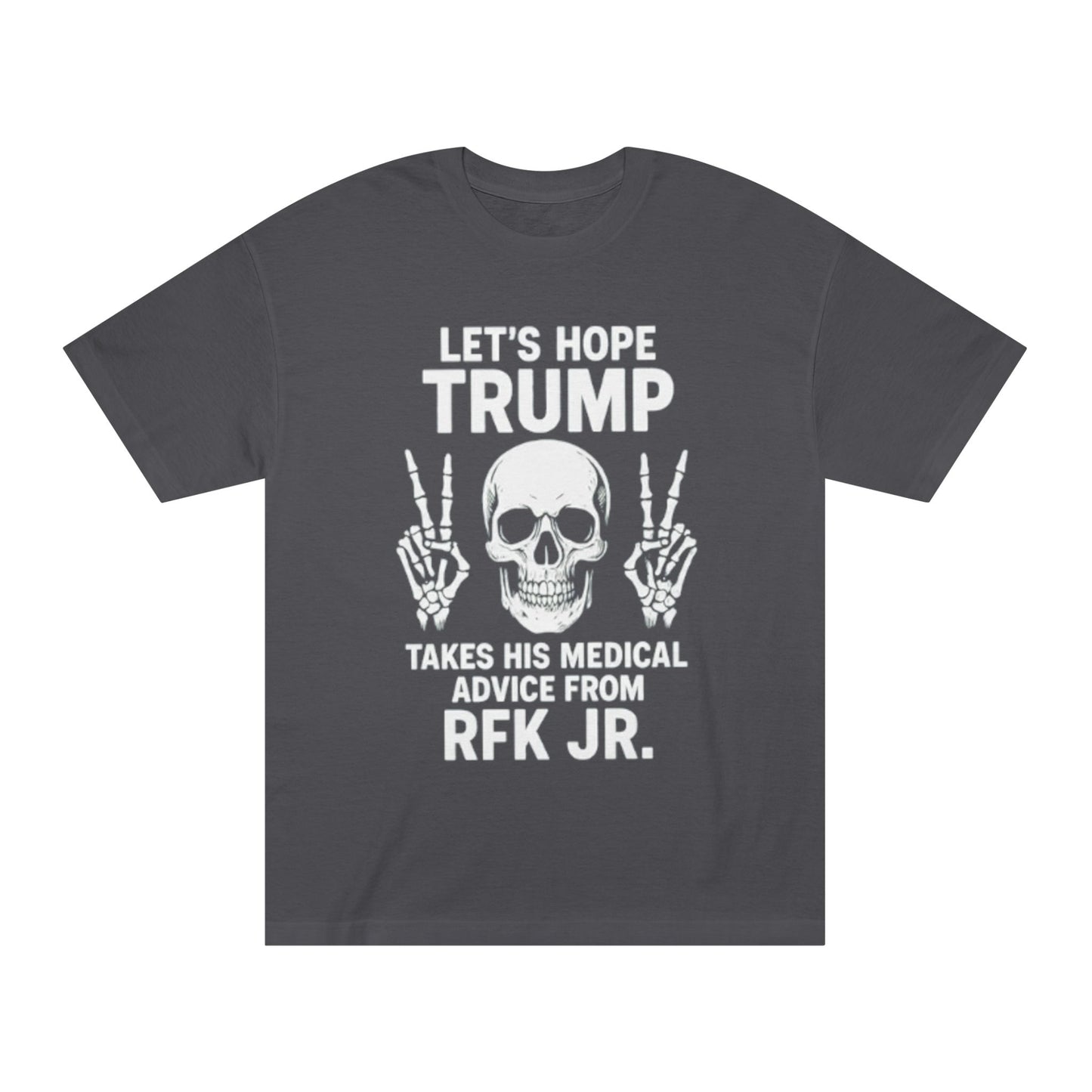 Graphic Tee — Skull Peace Sign Political Statement T-Shirt (Lets Ride Trump RFK Jr.)