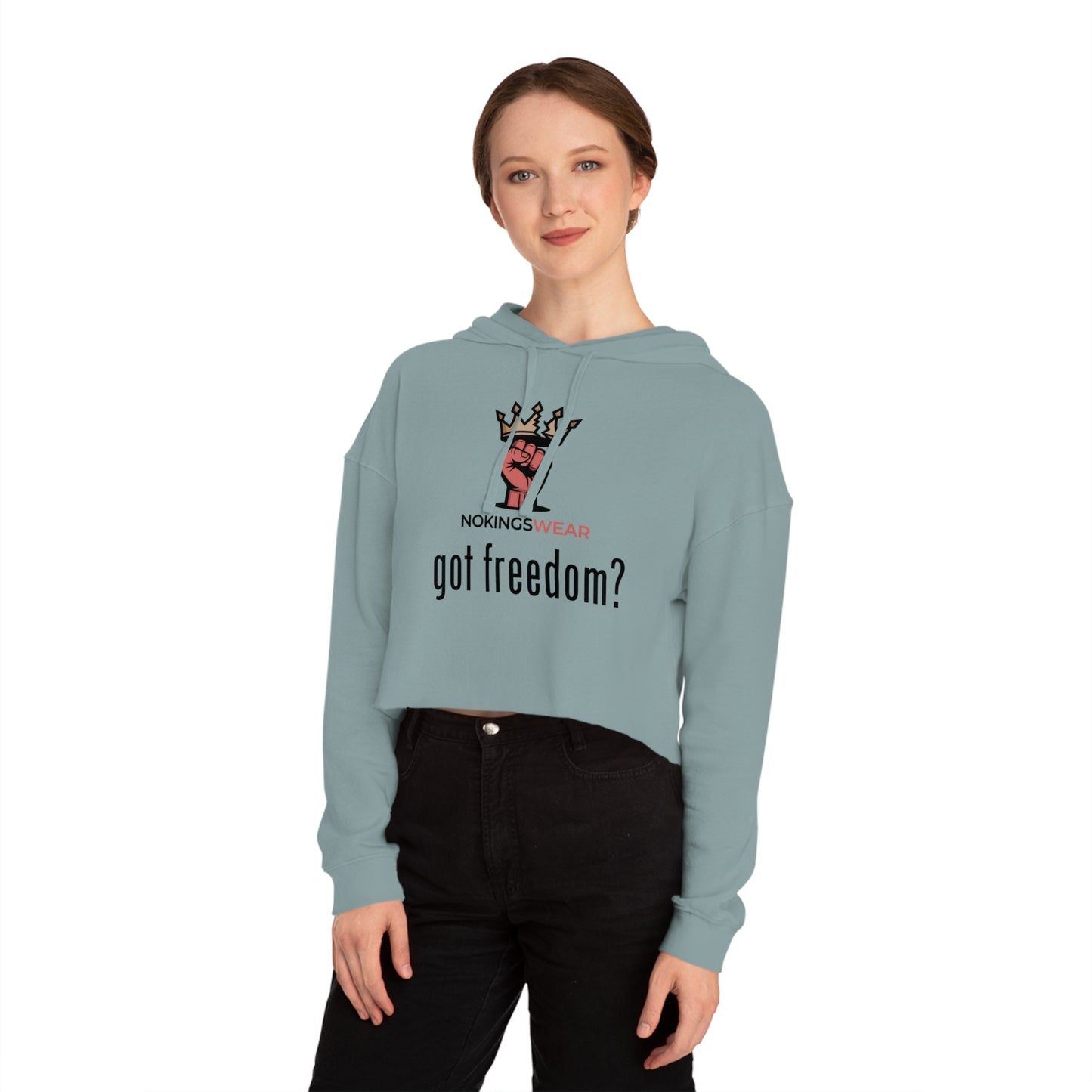 Empowering Womens Cropped Hooded Sweatshirt Fashionable Casual Wear