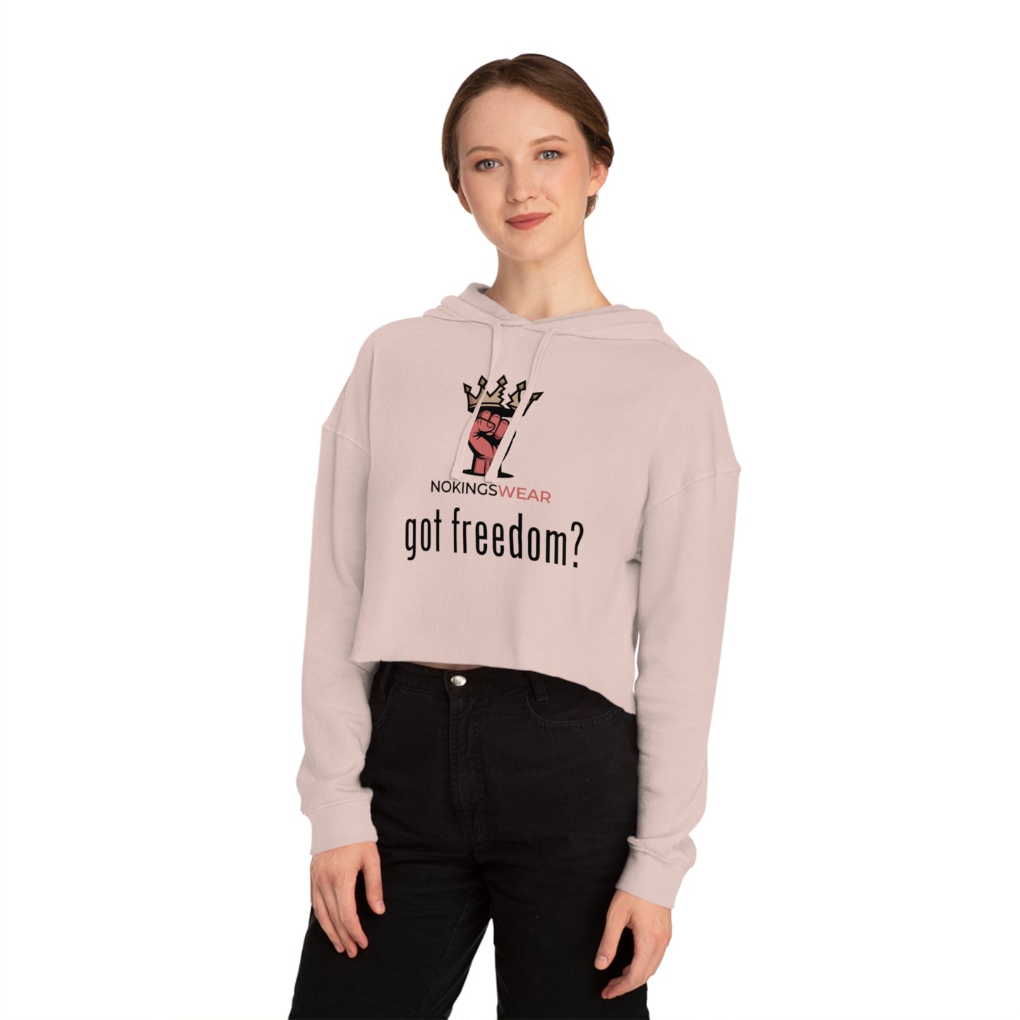 Empowering Womens Cropped Hooded Sweatshirt Fashionable Casual Wear