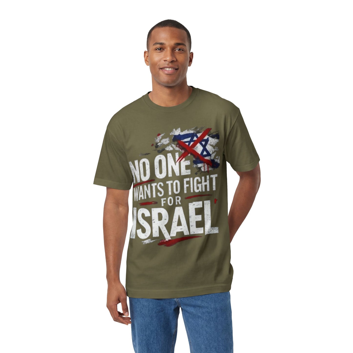 Graphic Tee — "No One Wants to Fight for Israel" Military-Style Statement Shirt