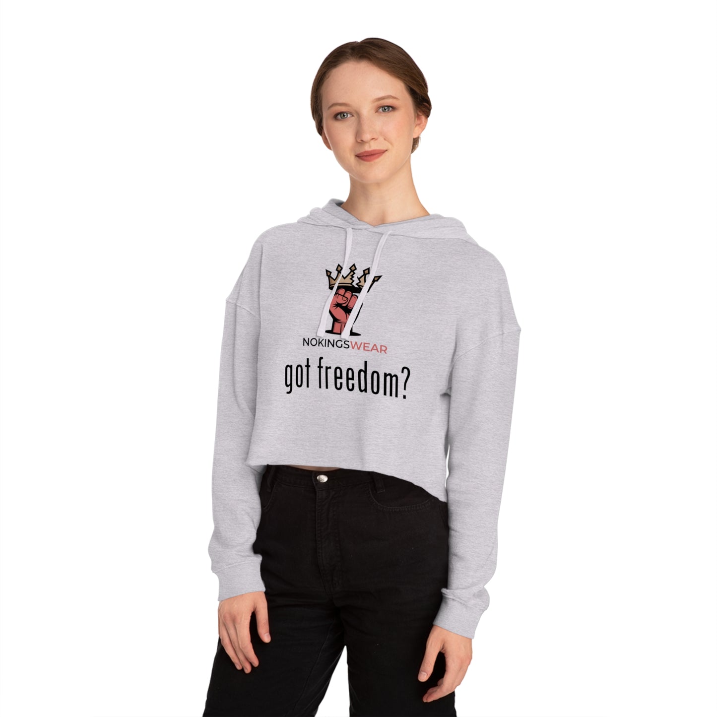 Empowering Womens Cropped Hooded Sweatshirt Fashionable Casual Wear