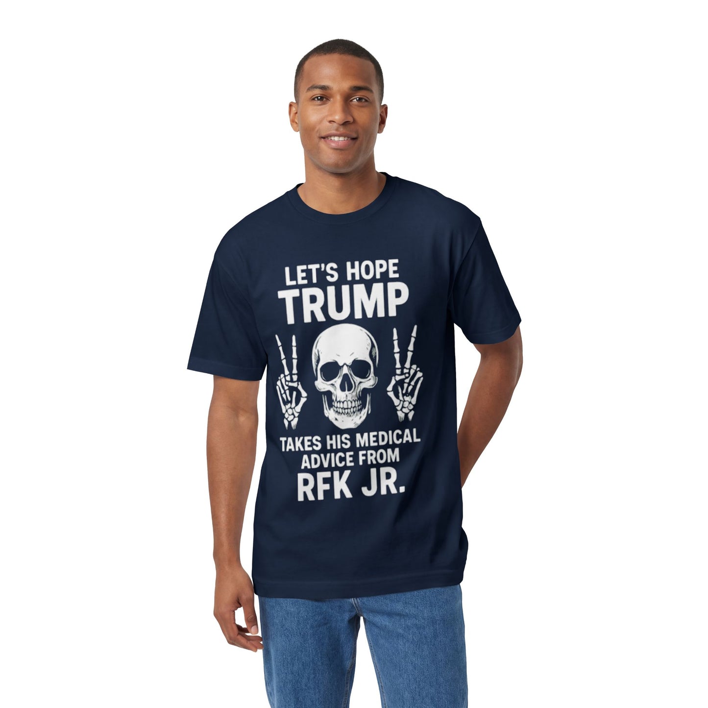 Graphic Tee — Skull Peace Sign Political Statement T-Shirt (Lets Ride Trump RFK Jr.)