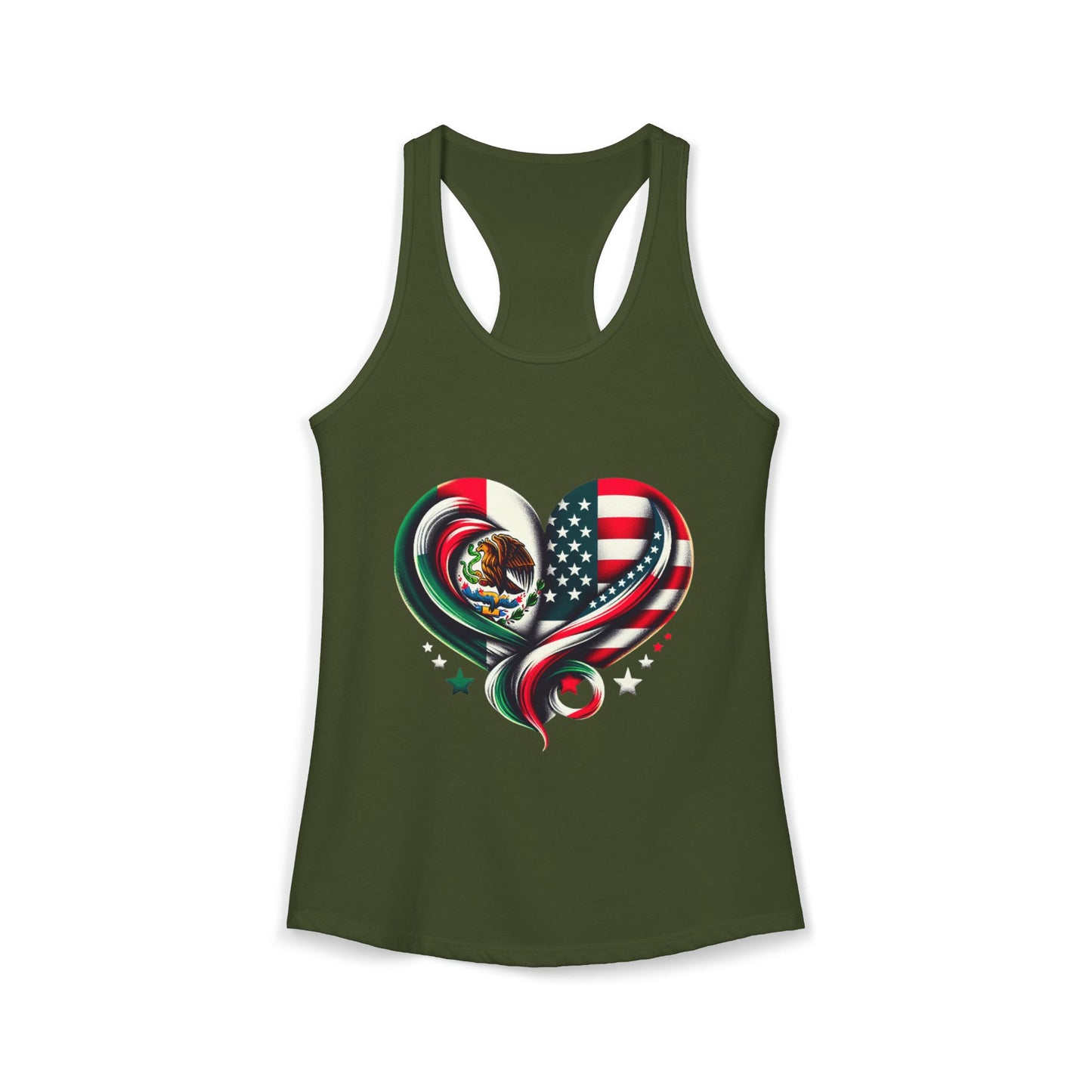 Patriotic Heart Tank Top, Love for Mexico and USA, Summer Casual Wear, [...]