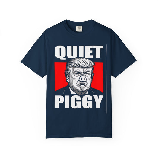 Quiet Piggy Trump caricature T-Shirt | Political Satire, Parody Tee