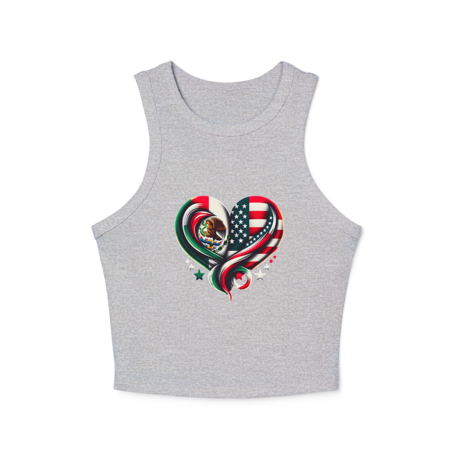 Heart Flag Love Tank Top | Women's Micro Rib Racer Top | USA Mexico Pride [...]