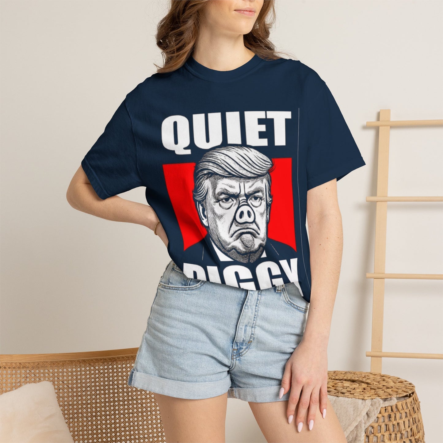 Quiet Piggy Trump caricature T-Shirt | Political Satire, Parody Tee