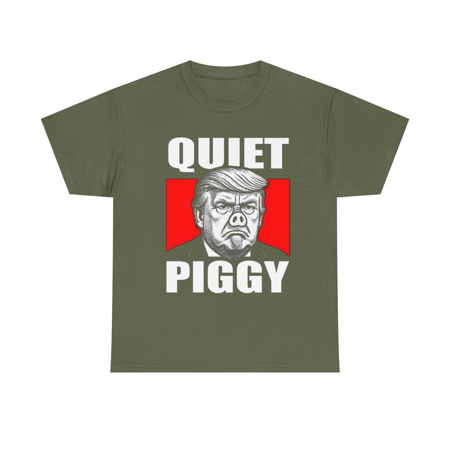 Political Satire T-Shirt — "Quiet Piggy" Caricature Tee