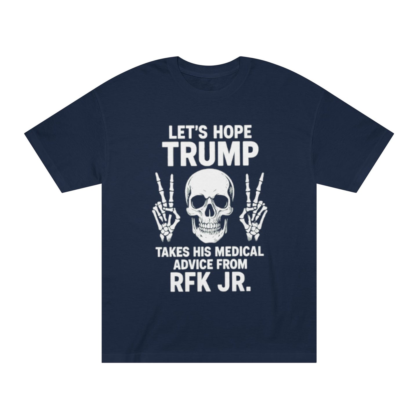 Graphic Tee — Skull Peace Sign Political Statement T-Shirt (Lets Ride Trump RFK Jr.)
