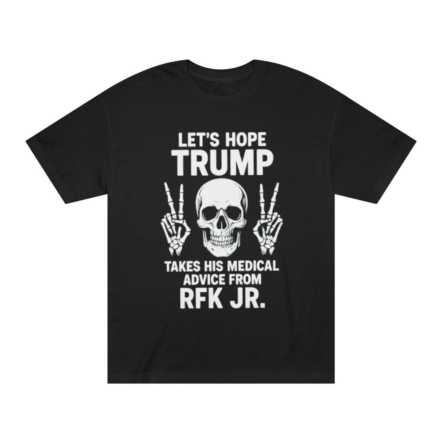 Graphic Tee — Skull Peace Sign Political Statement T-Shirt (Lets Ride Trump RFK Jr.)